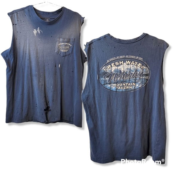 🥃 Distressed Sleeveless Tee | Mountain Tavern | L 🤘 - Picture 2 of 7